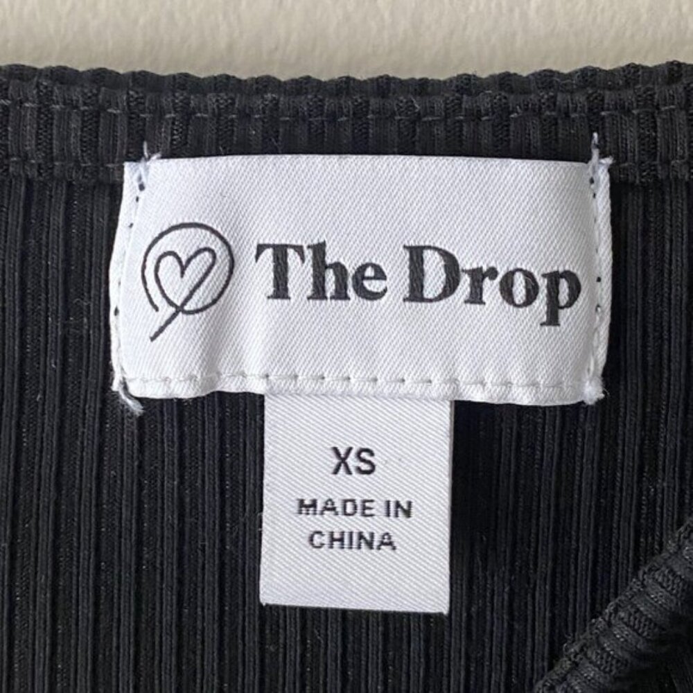 The Drop Jody Black Square Neck Fitted Rib Tank Top - Picture 3 of 9